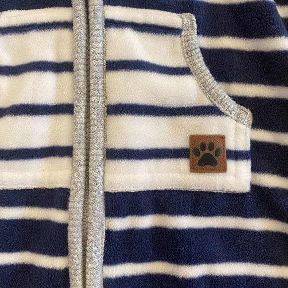 Carter’s Striped Fleece Navy Striped Jumpsuit Size 3 Months - Picture 4 of 5